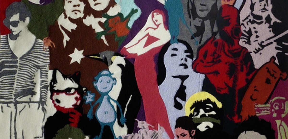 : Stückwerk Berlin – Stückwerk Europa | Berlin, 2008/2009 | Textilkünstlerin Ursel Arndt und Teilnehmerinnen der Workshops | 360 x 120 cm | Wolltuch, intarsiert | Museum Europäischer Kulturen – Staatliche Museen zu Berlin