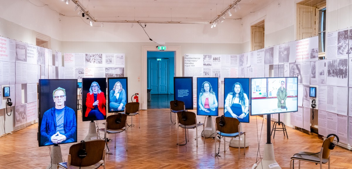 : Ausstellung „Man will uns ans Leben“ Bomben gegen Minderheiten 1993–1996. Foto: Kollektiv Fischka / Kramar © Volkskundemuseum Wien